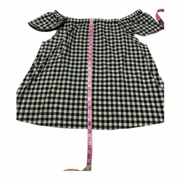 J. Crew Black White Gingham Ruffle sleeve top swinging blouse sz M white black - Picture 6 of 8